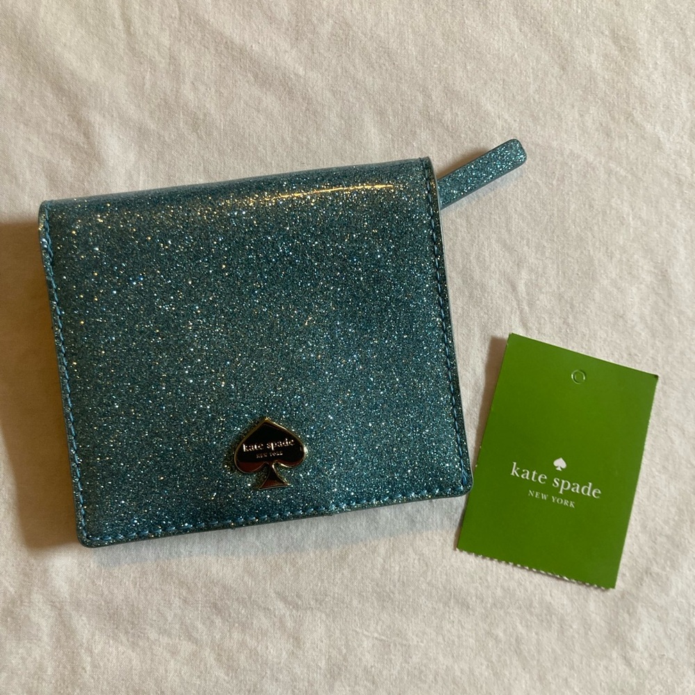 Kate Spade Teal Glitter Card Holder - Picture 7 of 16